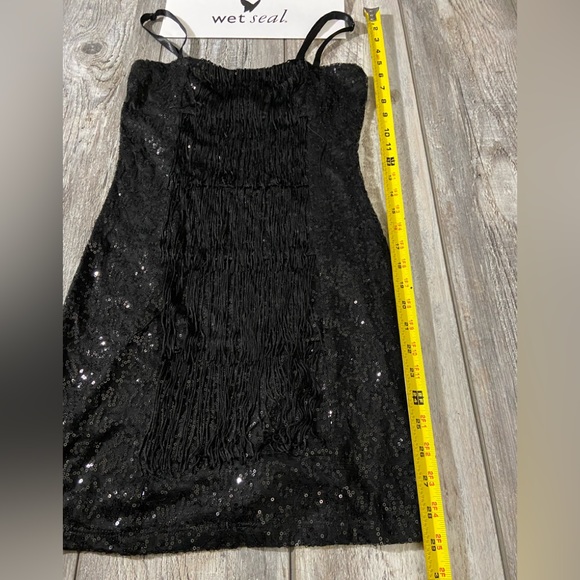 🎉 Wet Seal Black Sequence Flapper Style Mini Dress - S - Picture 3 of 8